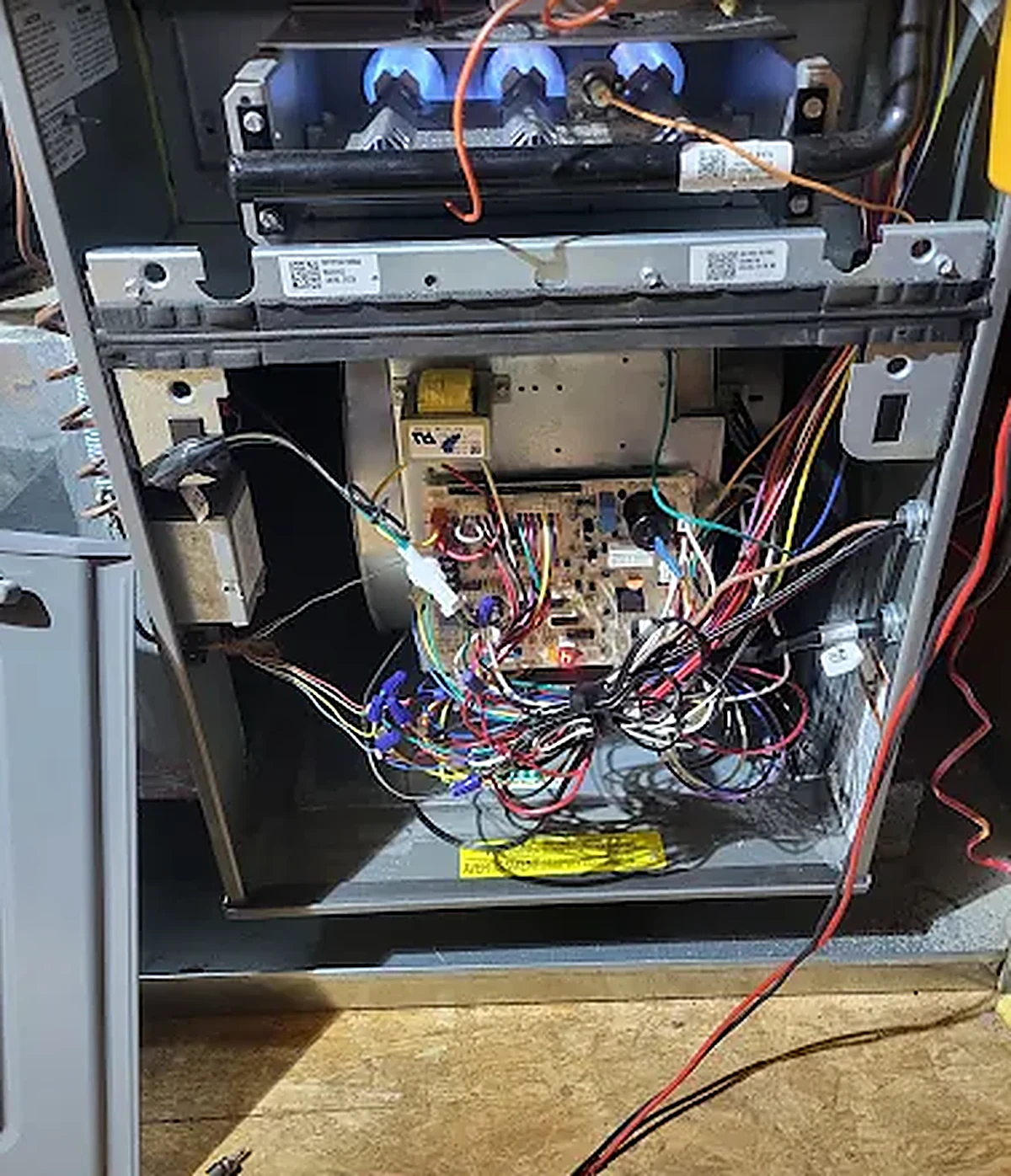 Gas furnace burner and control board service